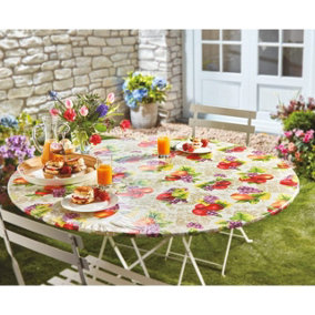 Rectangle Fruit Design Indoor or Outdoor Tablecloth - Stretch To Fit Weather Resistant Table Cover - Fits Tables Up To 183-76cm