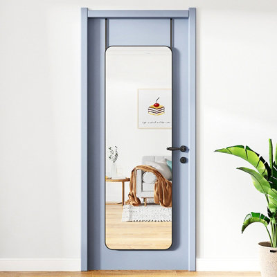 Rectangle Full Length Mirror Wall Mounted or Over The Door Floor Mirror Framed Mirror,Black, 37 x 147 cm