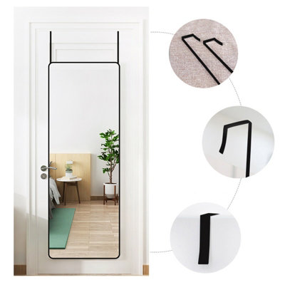 Rectangle Full Length Mirror Wall Mounted or Over The Door Floor Mirror Framed Mirror,Black, 37 x 147 cm