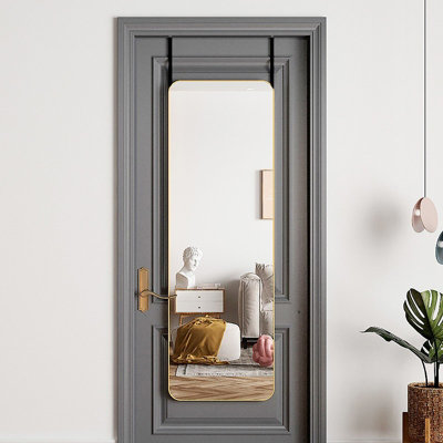 Rectangle Full Length Mirror Wall Mounted or Over The Door Floor Mirror Framed Mirror, Gold 37 x 147 cm