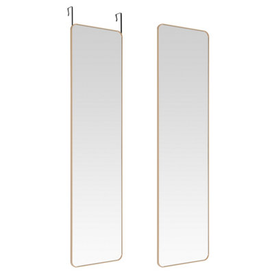 Rectangle Full Length Mirror Wall Mounted or Over The Door Floor Mirror Framed Mirror, Gold 37 x 147 cm
