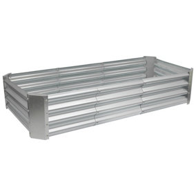 Rectangle Galvanised Steel Raised Garden Bed - 180cm x 90cm - Silver