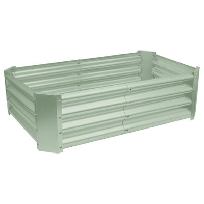 Rectangle Galvanised Steel Raised Garden Beds - 120cm x 60cm - Green - 2pc - 6