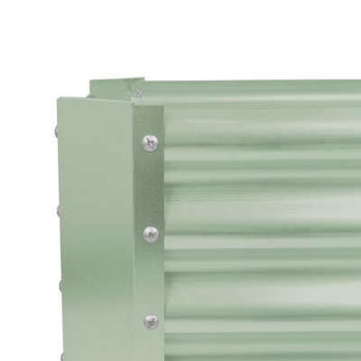 Rectangle Galvanised Steel Raised Garden Beds - 180cm x 90cm - Green - 2pc - 4