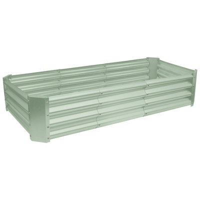 Rectangle Galvanised Steel Raised Garden Beds - 180cm x 90cm - Green - 2pc - 6