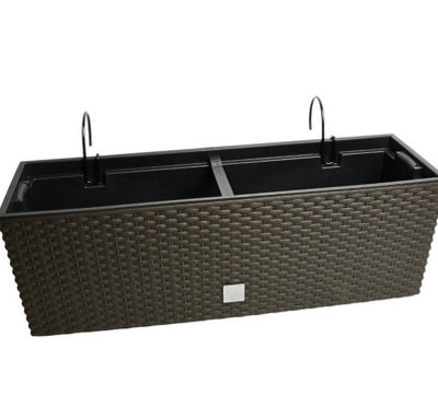 Rectangle Hanging Flowerpot Planter Fence Pot Basket Rattan Look ...