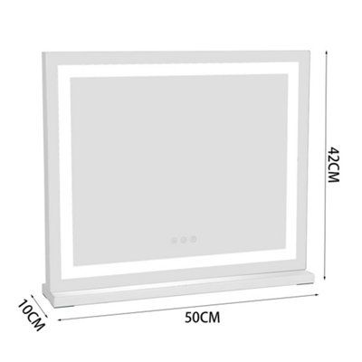 Rectangle Hollywood Lighted LED Vanity Makeup Mirror Dressing Table Mirror Touch Control Dimmable 50x42 cm