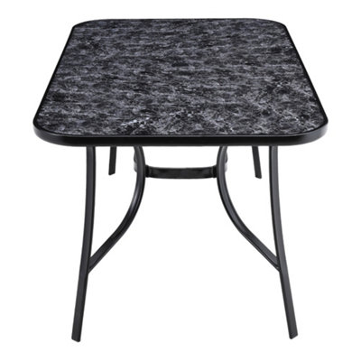Rectangle Marbling Table Toughened Glass Patio Table with Umbrella Hole ...