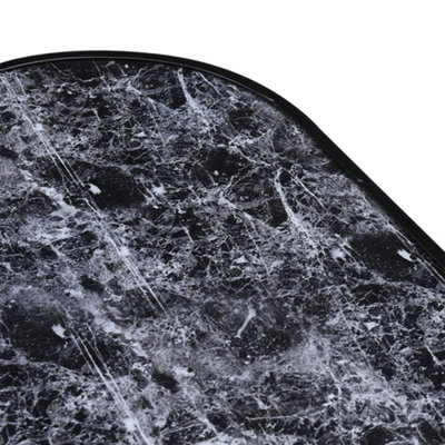 Rectangle Marbling Table Toughened Glass Patio Table with Umbrella Hole ...