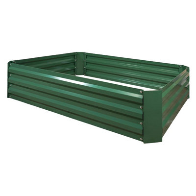 Rectangle Metal Raised Garden Bed - Green Steel Outdoor Planter Box for Growing Veg, Fruit, Herbs & Flowers - H30 x W120 x D90cm