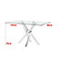 Rectangle Modern Dining Table with Tempered Glass Top and Metal Tubular Legs