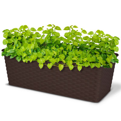 Rectangle Rattan Planter 30cm Brown