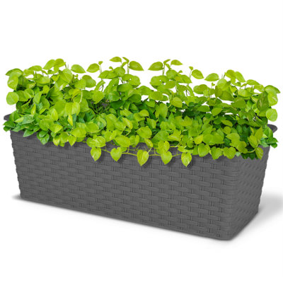 Rectangle Rattan Planter 30cm Grey