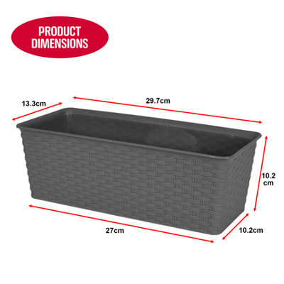 Rectangle Rattan Planter 30cm Grey