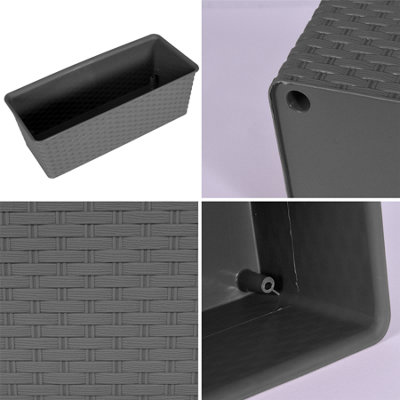 Rectangle Rattan Planter 30cm Grey