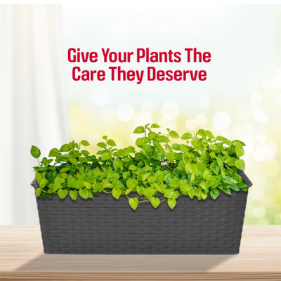 Rectangle Rattan Planter 30cm Grey