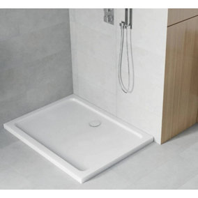 Rectangle Shower Tray 1200x1000mm Stone Resin White Finish Slimline 40 mm