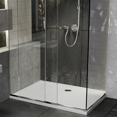 Rectangle Shower Tray 1600x700mm Slimline 40mm Stone Resin White Finish ...