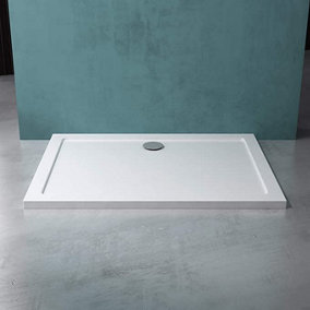 Rectangle Shower Tray White Finish Stone Resin Slimline 40 mm 1800x900mm