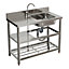 Rectangle Stainless Steel One Compartment Sink with Shelves 100cm, Left Hand Drainer