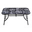 Rectangle Stone Grain Marbling Outdoor Table Toughened Glass Patio Table Umbrella Hole For Backyard 1500mm(L)