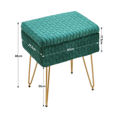 Rectangle Upholstered Storage Vanity Stool