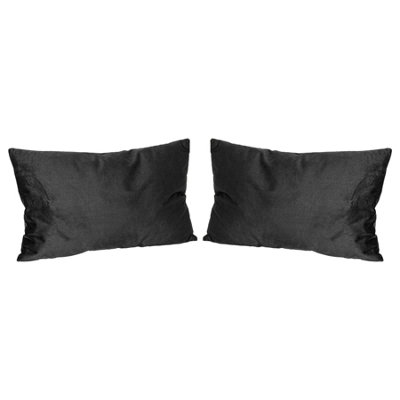 Rectangle Velvet Cushions - 60cm x 40cm - Black - Pack of 2