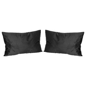 Rectangle Velvet Cushions - 60cm x 40cm - Black - Pack of 2