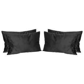 Rectangle Velvet Cushions - 60cm x 40cm - Black - Pack of 4