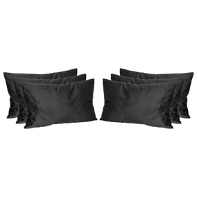 Rectangle Velvet Cushions - 60cm x 40cm - Black - Pack of 6