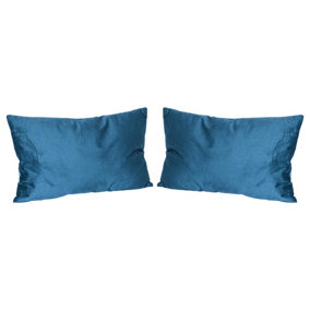 Rectangle Velvet Cushions - 60cm x 40cm - Blue - Pack of 2
