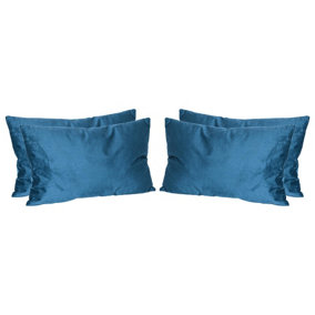 Rectangle Velvet Cushions - 60cm x 40cm - Blue - Pack of 4