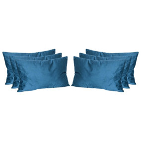 Rectangle Velvet Cushions - 60cm x 40cm - Blue - Pack of 6