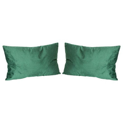 Rectangle Velvet Cushions - 60cm x 40cm - Green - Pack of 2