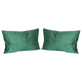 Rectangle Velvet Cushions - 60cm x 40cm - Green - Pack of 2
