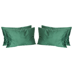Rectangle Velvet Cushions - 60cm x 40cm - Green - Pack of 4