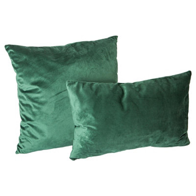 Rectangle Velvet Cushions - 60cm x 40cm - Green - Pack of 4