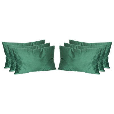 Rectangle Velvet Cushions - 60cm x 40cm - Green - Pack of 6