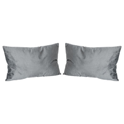 Rectangle Velvet Cushions - 60cm x 40cm - Grey - Pack of 2