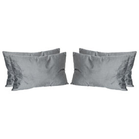 Rectangle Velvet Cushions - 60cm x 40cm - Grey - Pack of 4