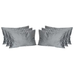 Rectangle Velvet Cushions - 60cm x 40cm - Grey - Pack of 6