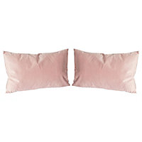 Rectangle Velvet Cushions - 60cm x 40cm - Pink - Pack of 2