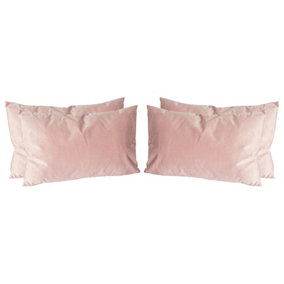 Rectangle Velvet Cushions - 60cm x 40cm - Pink - Pack of 4