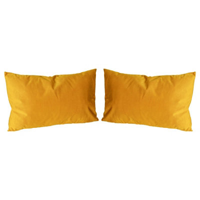 Rectangle Velvet Cushions - 60cm x 40cm - Yellow - Pack of 2