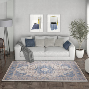 Rectangle Vintage Non Slip Floral Area Rugs Soft Decorative Carpet 100cm (W) x 180cm (L)