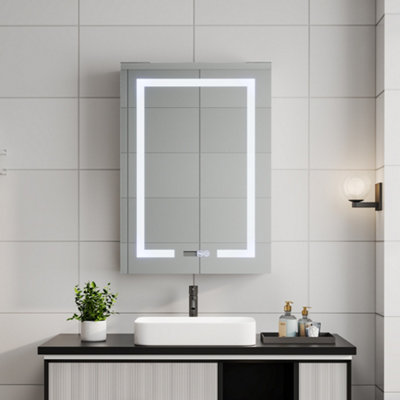 Rectangular 1 Door LED Dimmable Touch Switch Mirrored Bathroom Cabinet W 500 x H 700 mm