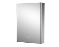 Rectangular 1 Door Touch Sensor Mirror Cabinet with 2 Shelves, Demister & Shaver Socket, 500mm  - White/Chrome - Balterley