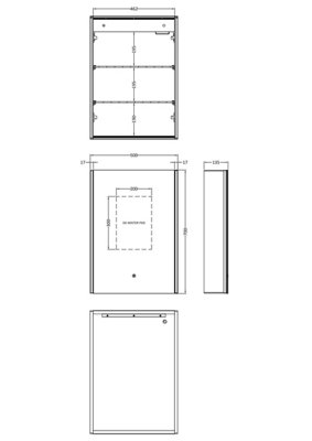 Rectangular 1 Door Touch Sensor Mirror Cabinet with 2 Shelves, Demister & Shaver Socket, 500mm  - White/Chrome - Balterley