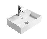 Rectangular 1 Tap Hole Ceramic Countertop Vessel with Overflow - 505mm - Balterley