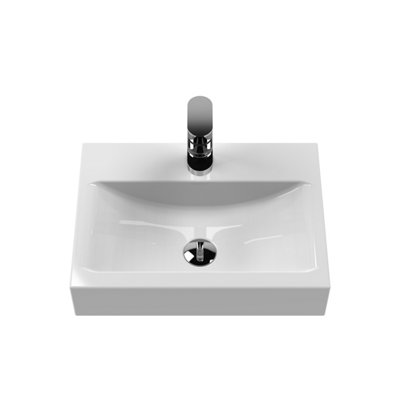 Rectangular 1 Tap Hole Ceramic Countertop Vessel without Overflow - 460mm - Balterley
